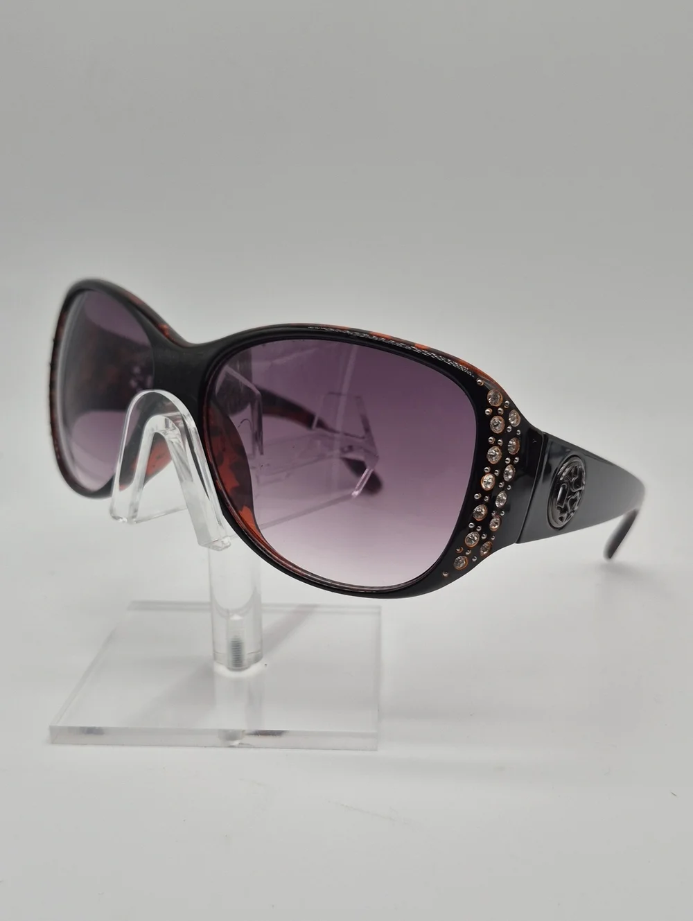 Pirahna Women's Sunglasses- Crystal Accents Purple Tinted Lenses